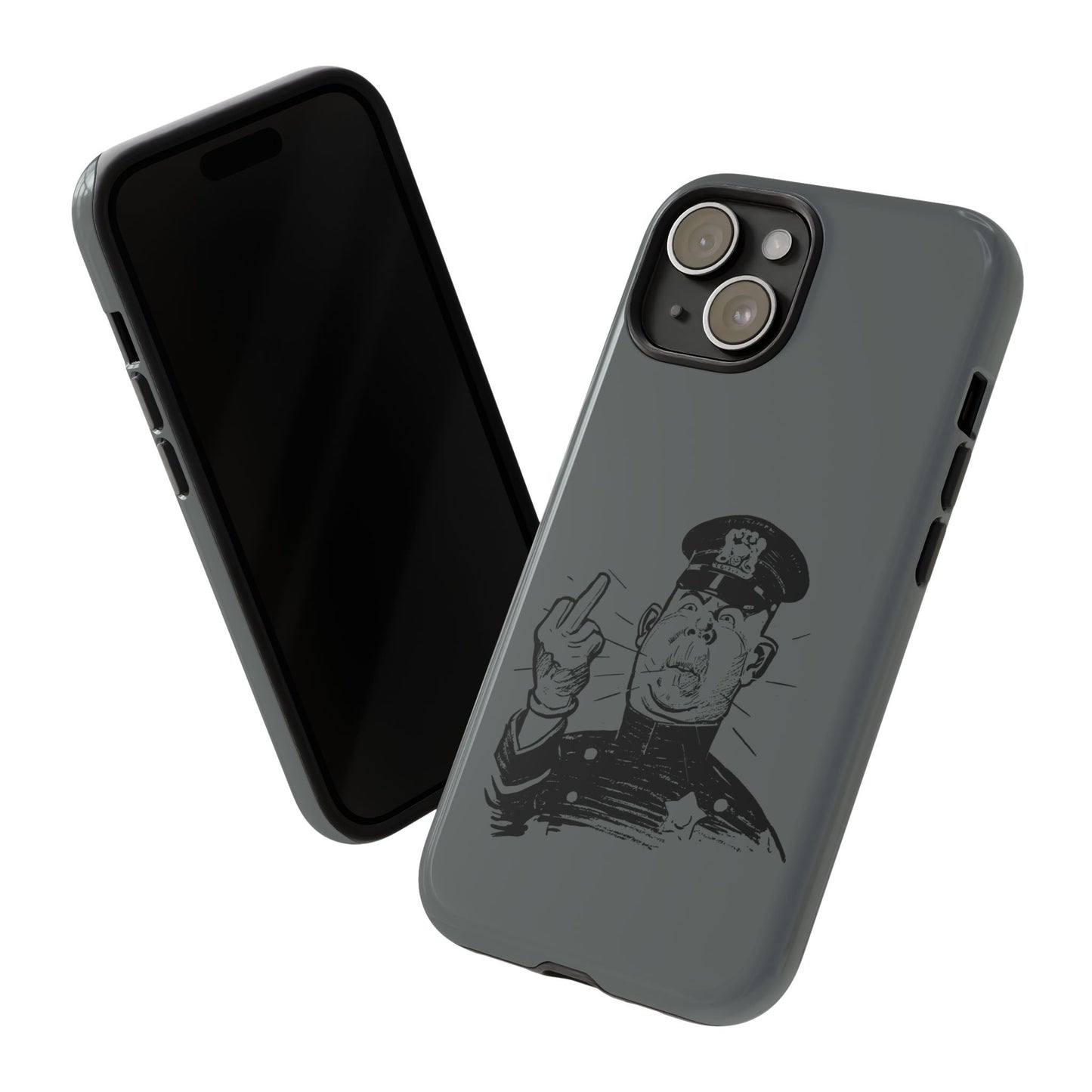Vintage Cop Middle Finger Phone Case — Edgy Retro iPhone Protective Cover