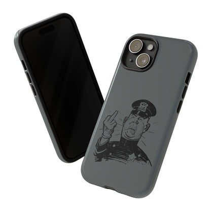 Vintage Cop Middle Finger Phone Case — Edgy Retro iPhone Protective Cover