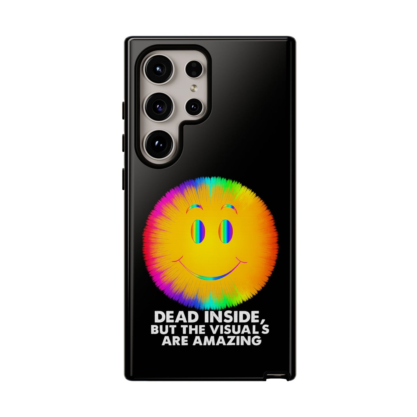 Phone Case — 'Dead Inside, But the Visuals Are Amazing' Rainbow Smiley
