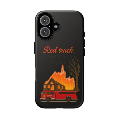 Phone Case — 'Red truck' Fire Truck Design, Vintage Firefighter Gift