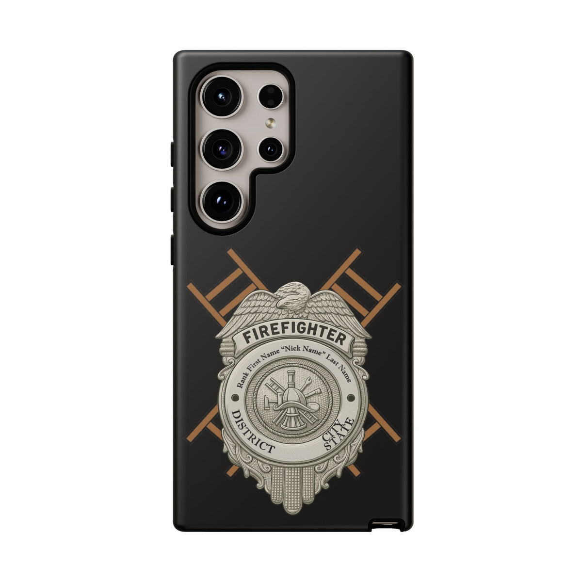 Firefighter Badge Tough Phone Case — Firefighter Helmet & Ladders Protective Case
