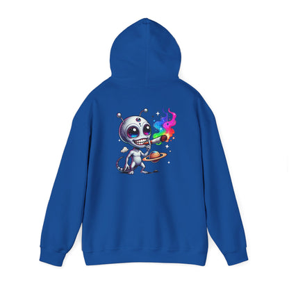 Alien Chef Hoodie — Cute Cartoon Alien Cooking with Rainbow Flame Hooded Sweatshirt