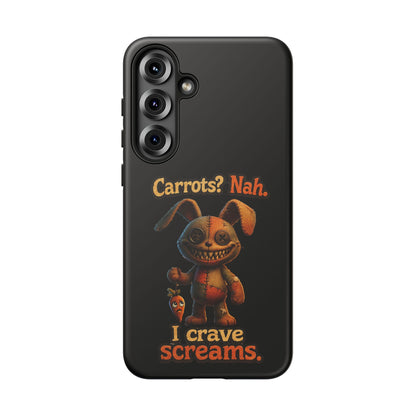 Phone Case — Creepy Bunny "Carrots? Nah. I crave screams." Halloween Horror Design