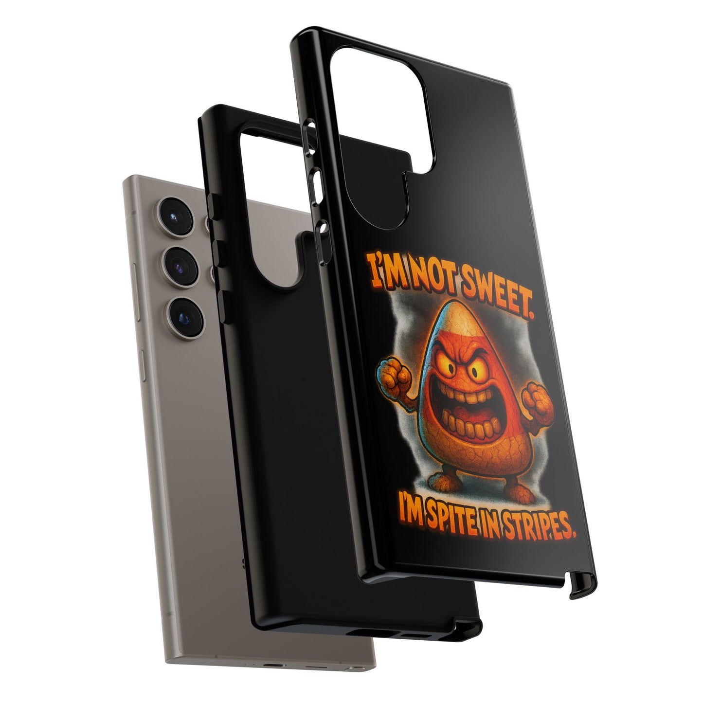 Phone Case — "I'm Not Sweet, I'm Spite in Stripes" Candy Monster Design