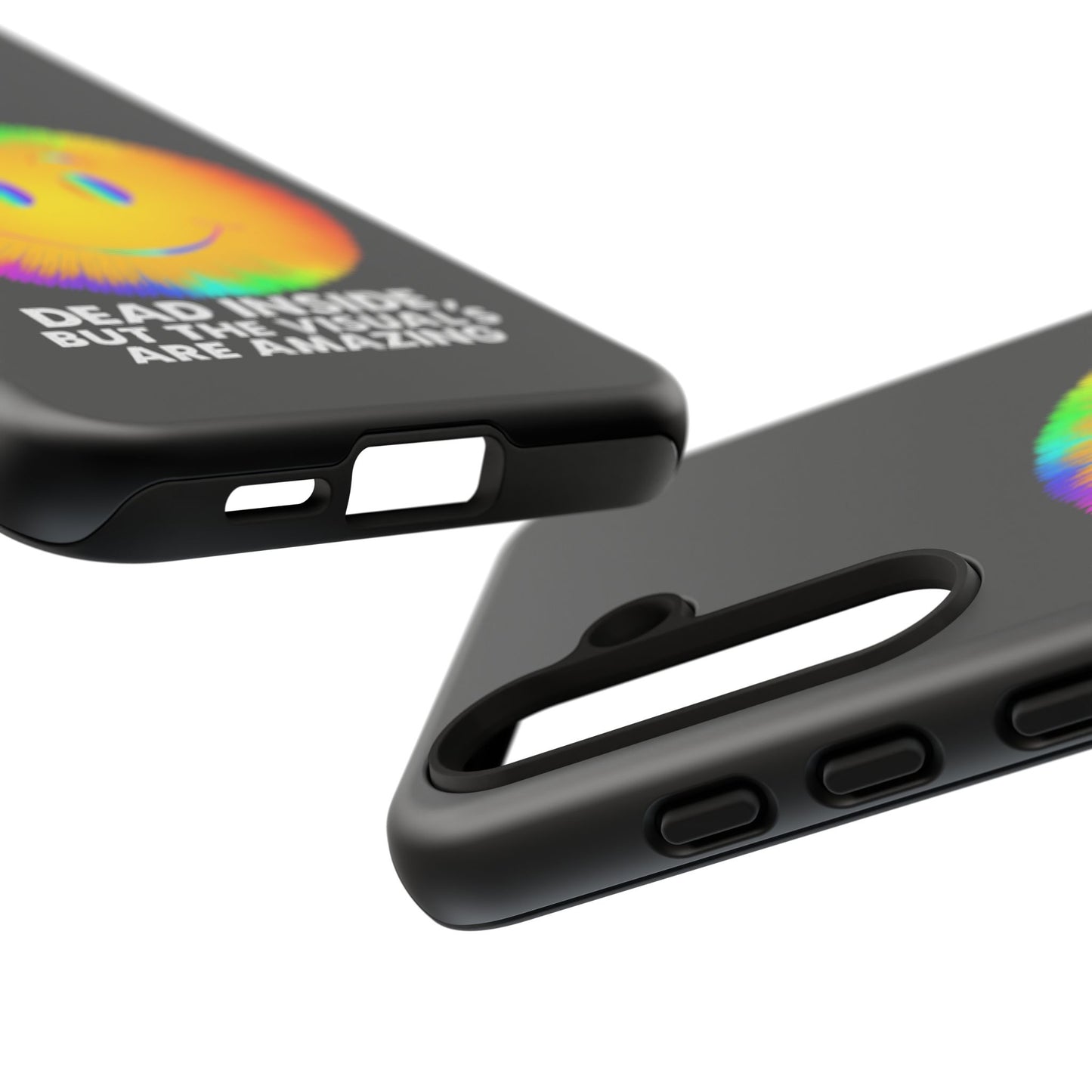 Phone Case — 'Dead Inside, But the Visuals Are Amazing' Rainbow Smiley