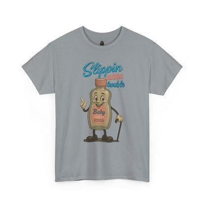 Slippin' Outta Trouble – Funny Baby Oil Cartoon T-Shirt