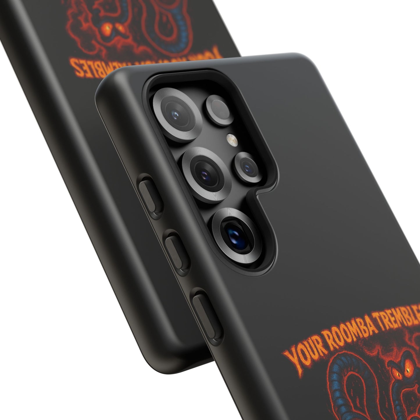 Phone Case — "Your Roomba Trembles at My Name" Fiery Cat Design