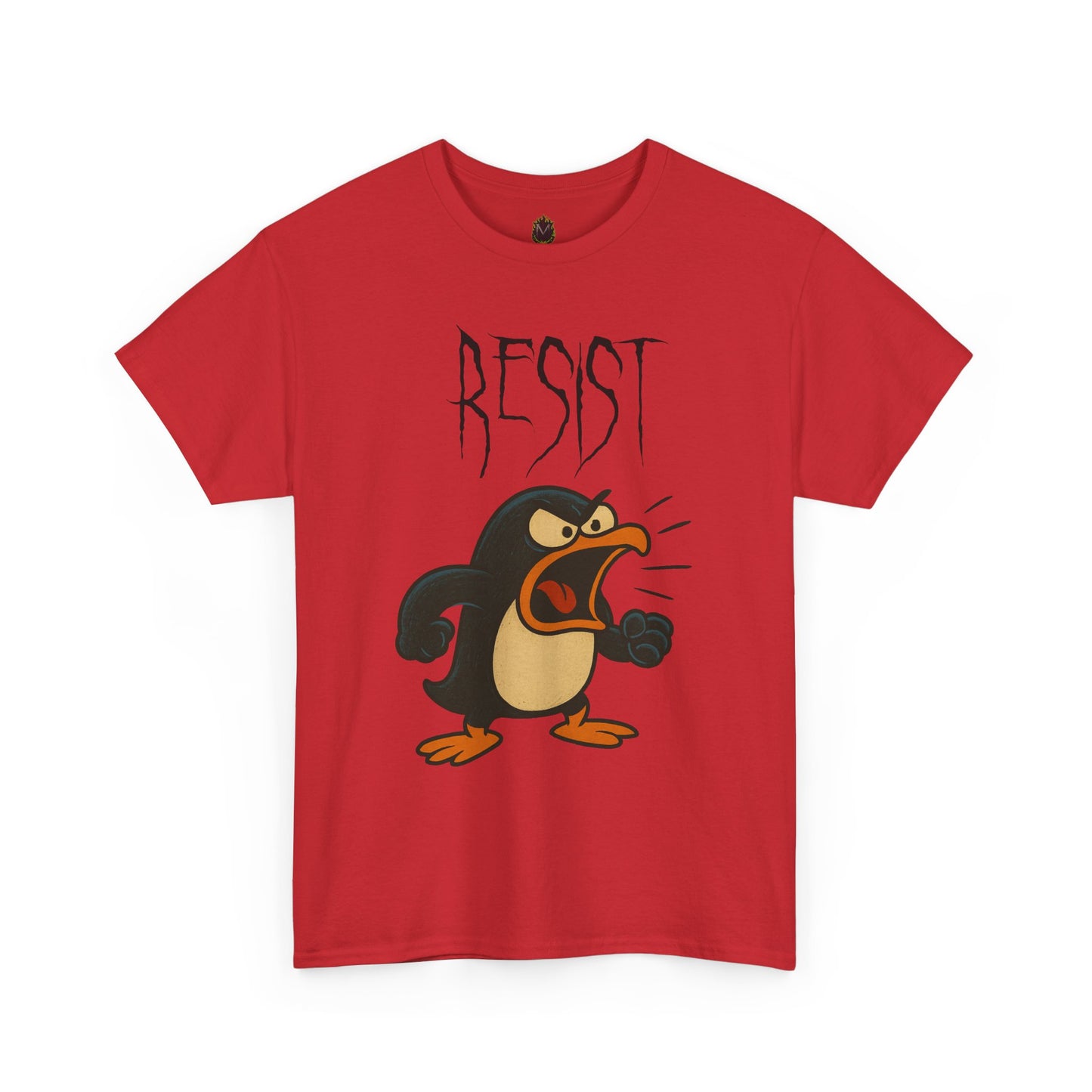 Resist Penguin Unisex Heavy Cotton Tee | Protest Shirt, Gift for Activists,