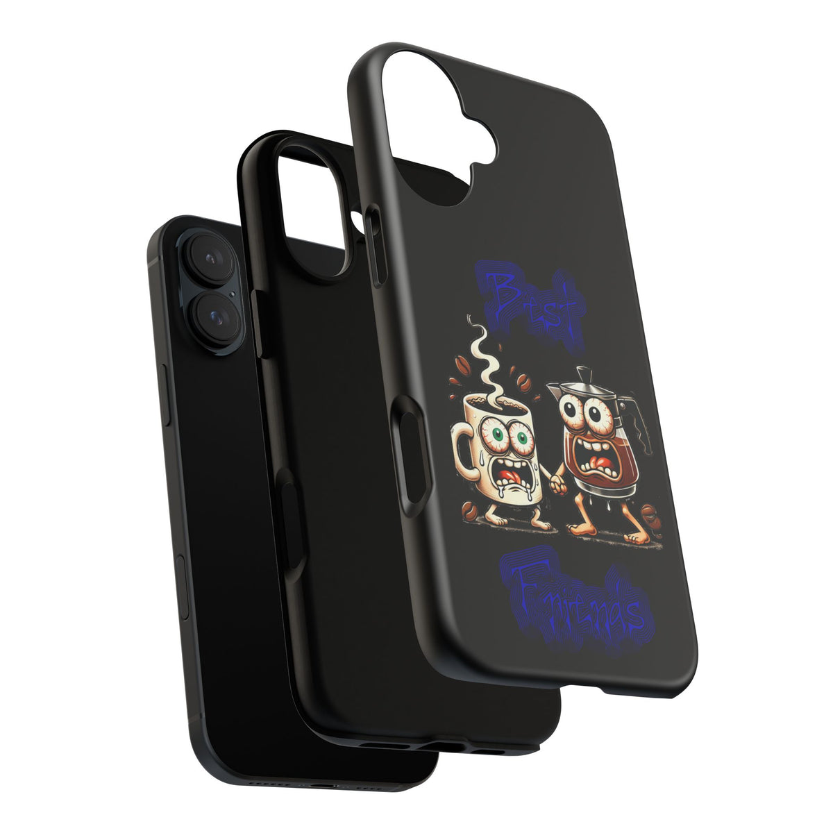 Coffee & Tea Fight Phone Case — Funny Kawaii Beverage Cartoon Tough Cases