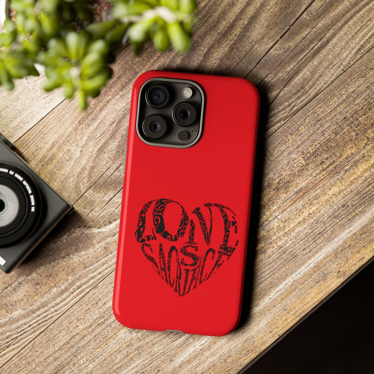 Red 'Love Justice' Heart Phone Case — Protective iPhone Cover, Valentine’s Gift