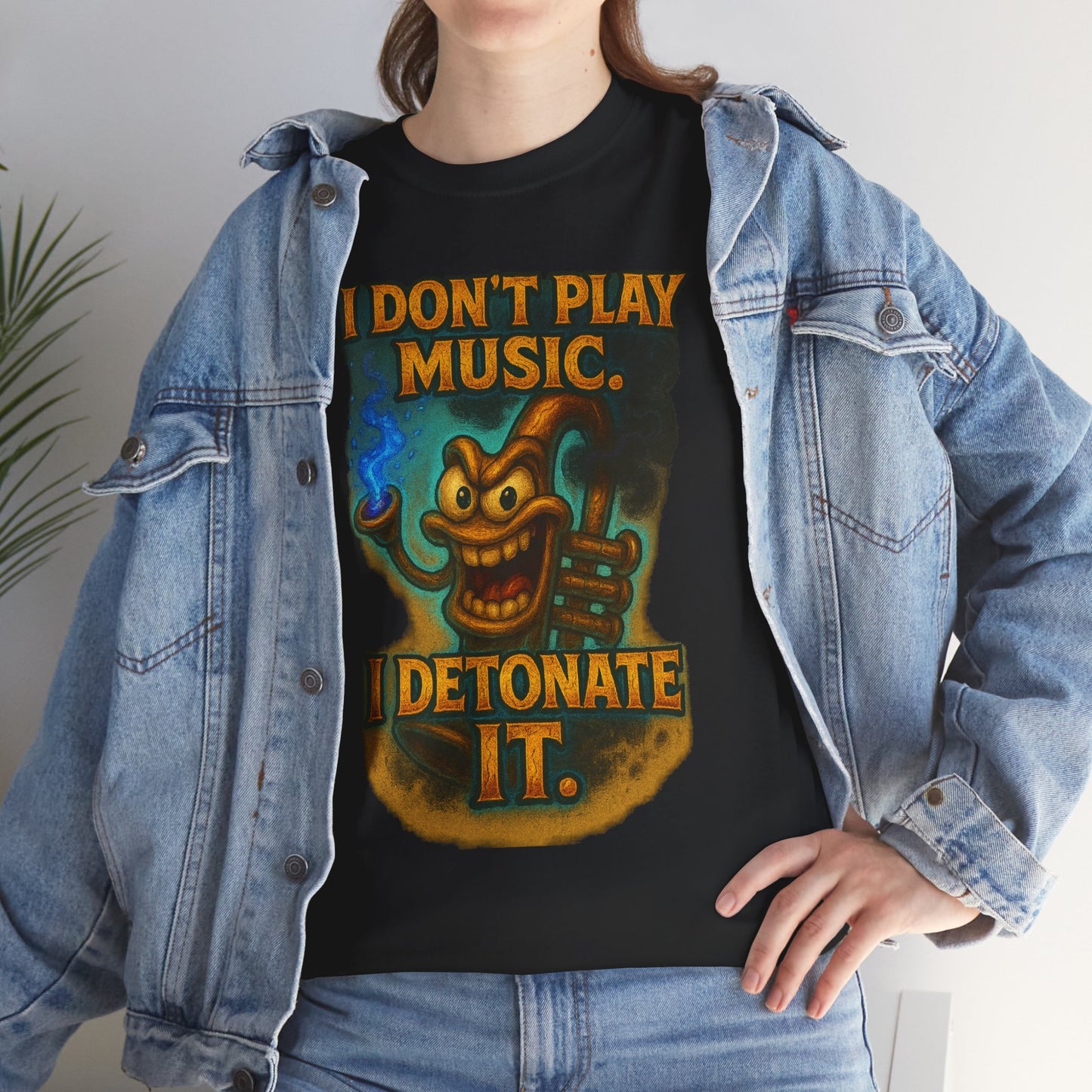 I Don’t Play Music I Detonate It T-Shirt | Cartoon Bomb Character