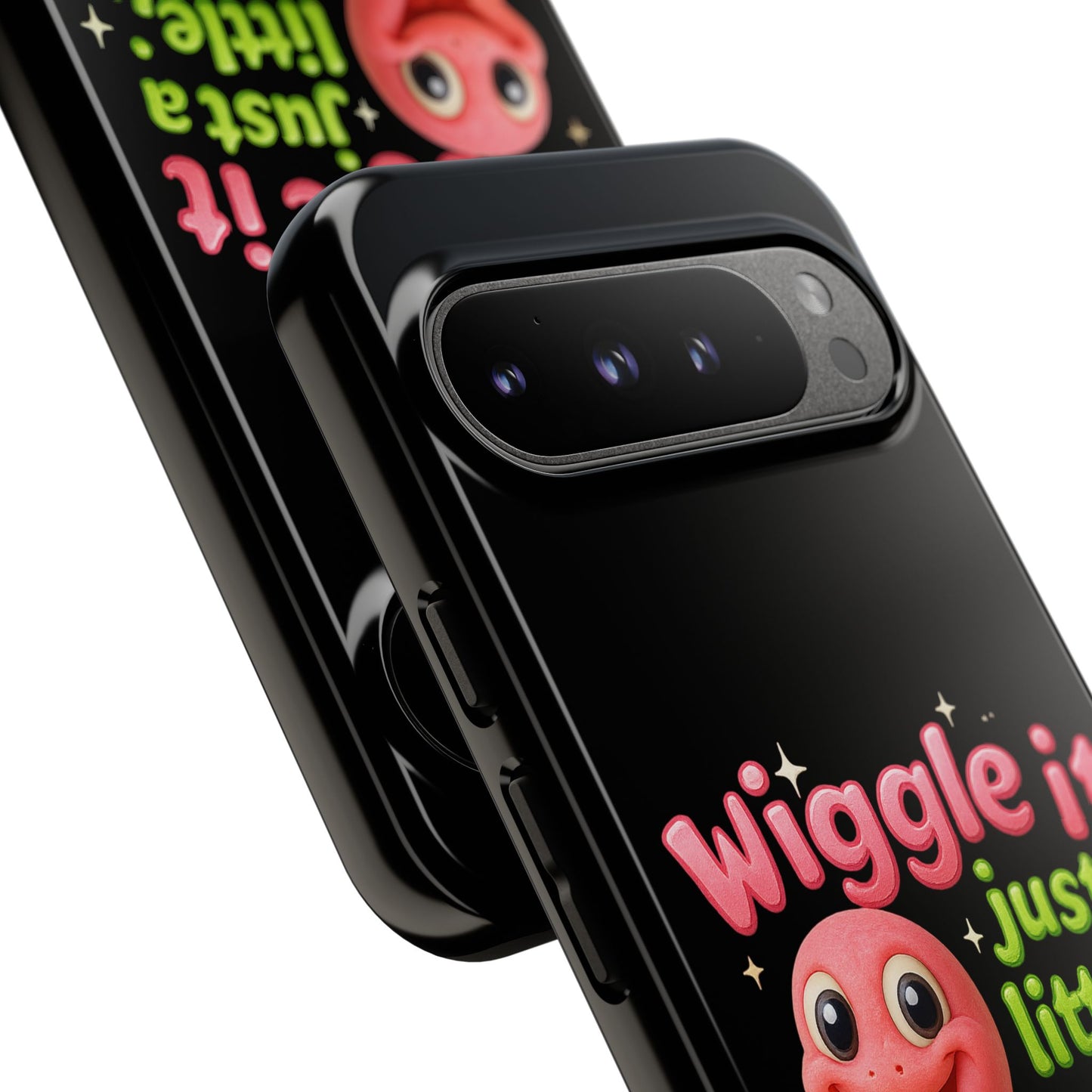 Wiggle It Worm Phone Case — Cute Pink & Green Cartoon iPhone Cover