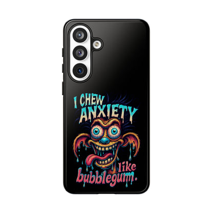 Phone Case — "I Chew Anxiety Like Bubblegum" Retro Monster Design