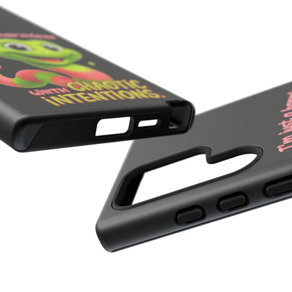 Phone Case — “I’m Just a Harmless Lil Worm… With Chaotic Intentions” Cute Cartoon Worm Design
