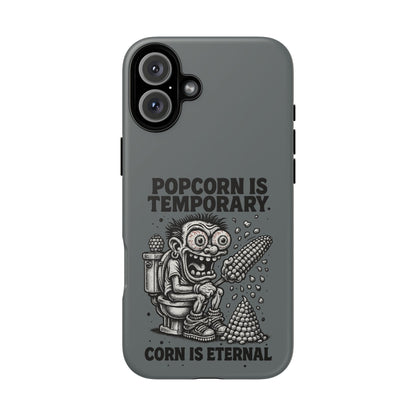 Phone Case — "Popcorn Is Temporary, Corn Is Eternal" Retro Zombie Corn Design