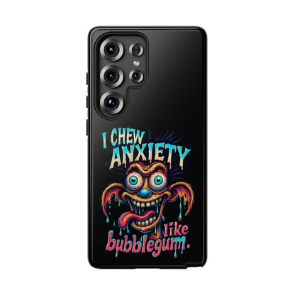 Phone Case — "I Chew Anxiety Like Bubblegum" Retro Monster Design
