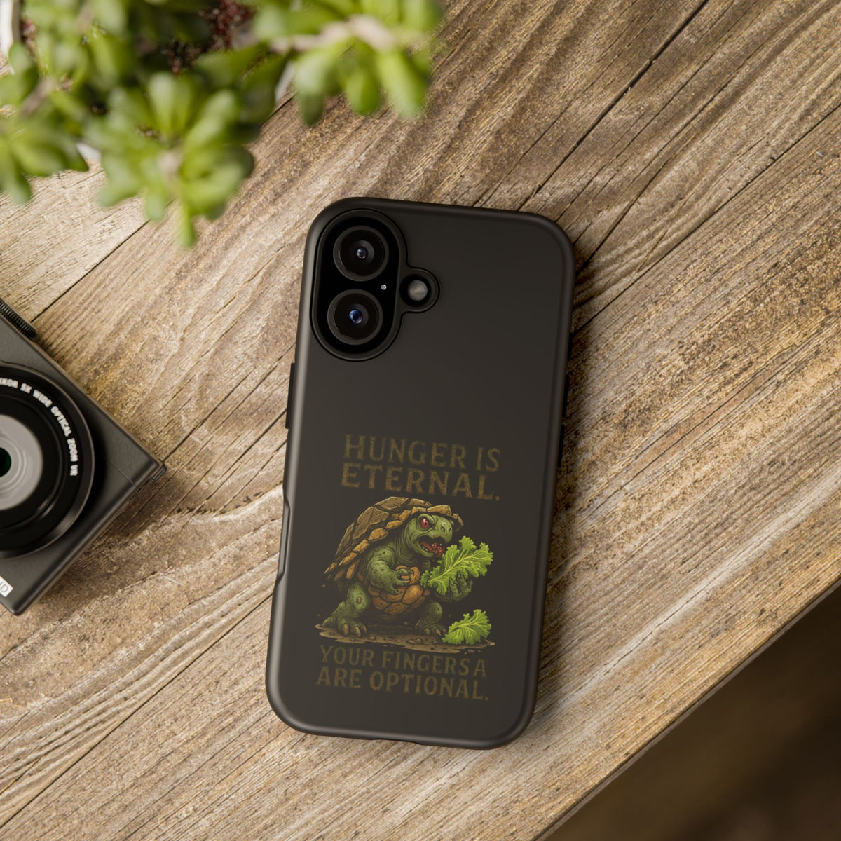 Phone Case — "Hunger Is Eternal, Your Fingers Are Optional" Turtle Monster Design