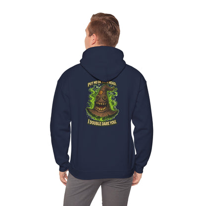 Hoodie — Spooky Talking Sorting Hat Graphic "I Double Dare You"