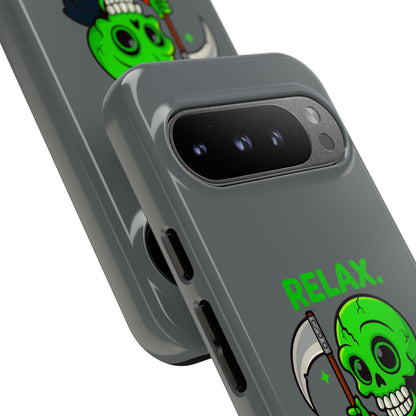Phone Case — 'Relax. I Only Reap on Weekdays.' Cute Green Grim Reaper Protective Cover