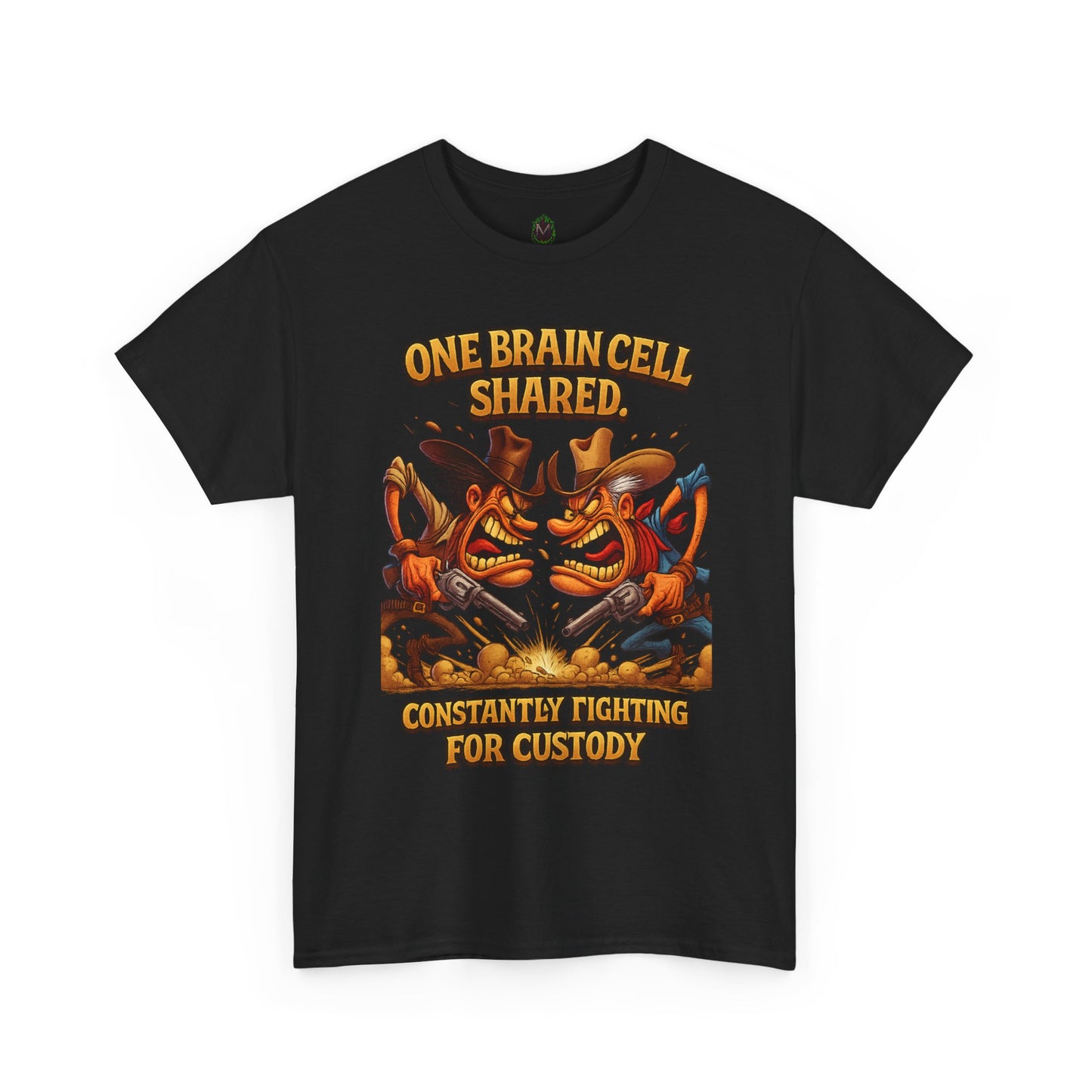 One Brain Cell Shared Custody T-Shirt | Funny Cartoon Foxes Fighting