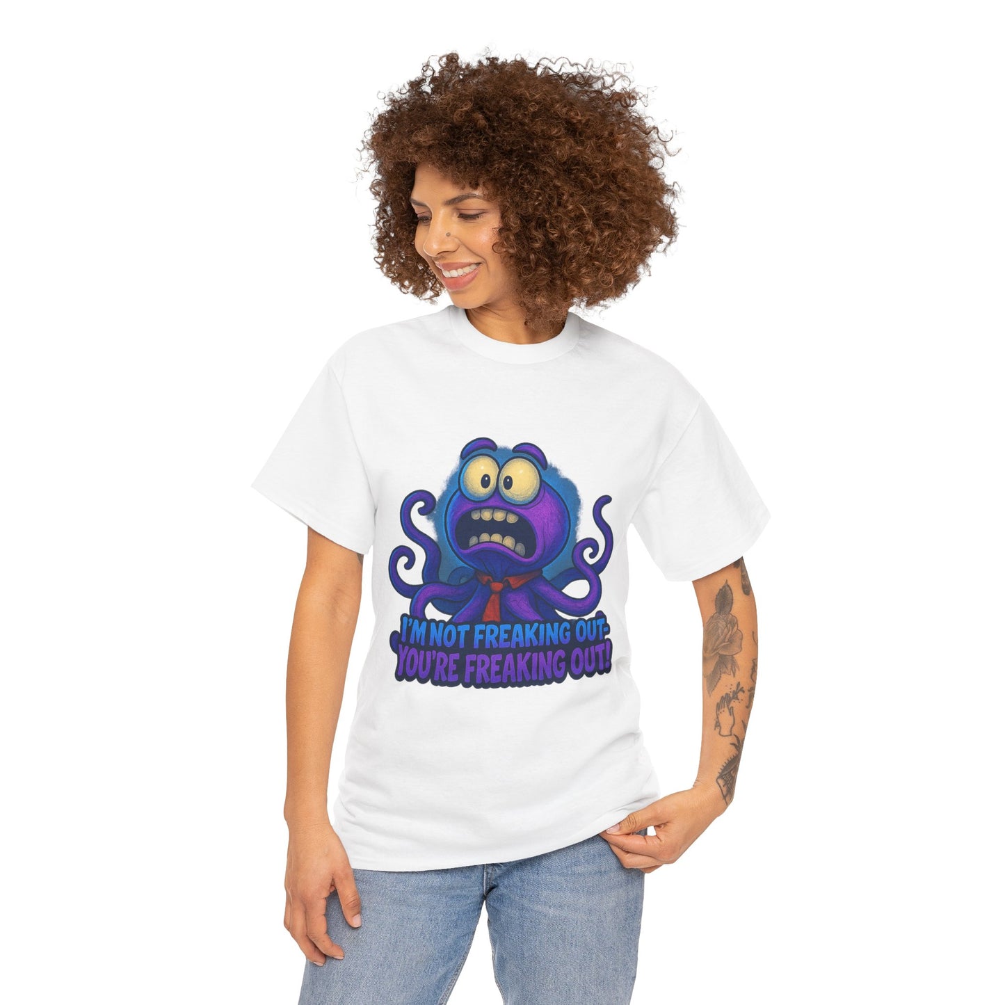 Panicked Octopus I'm Not Freaking Out Tee | Funny Creature Shirt