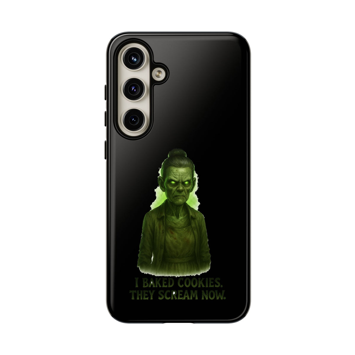 Spooky Green Ghost Phone Case — "I Baked Cookies, They Scream Now" Horror iPhone Cover