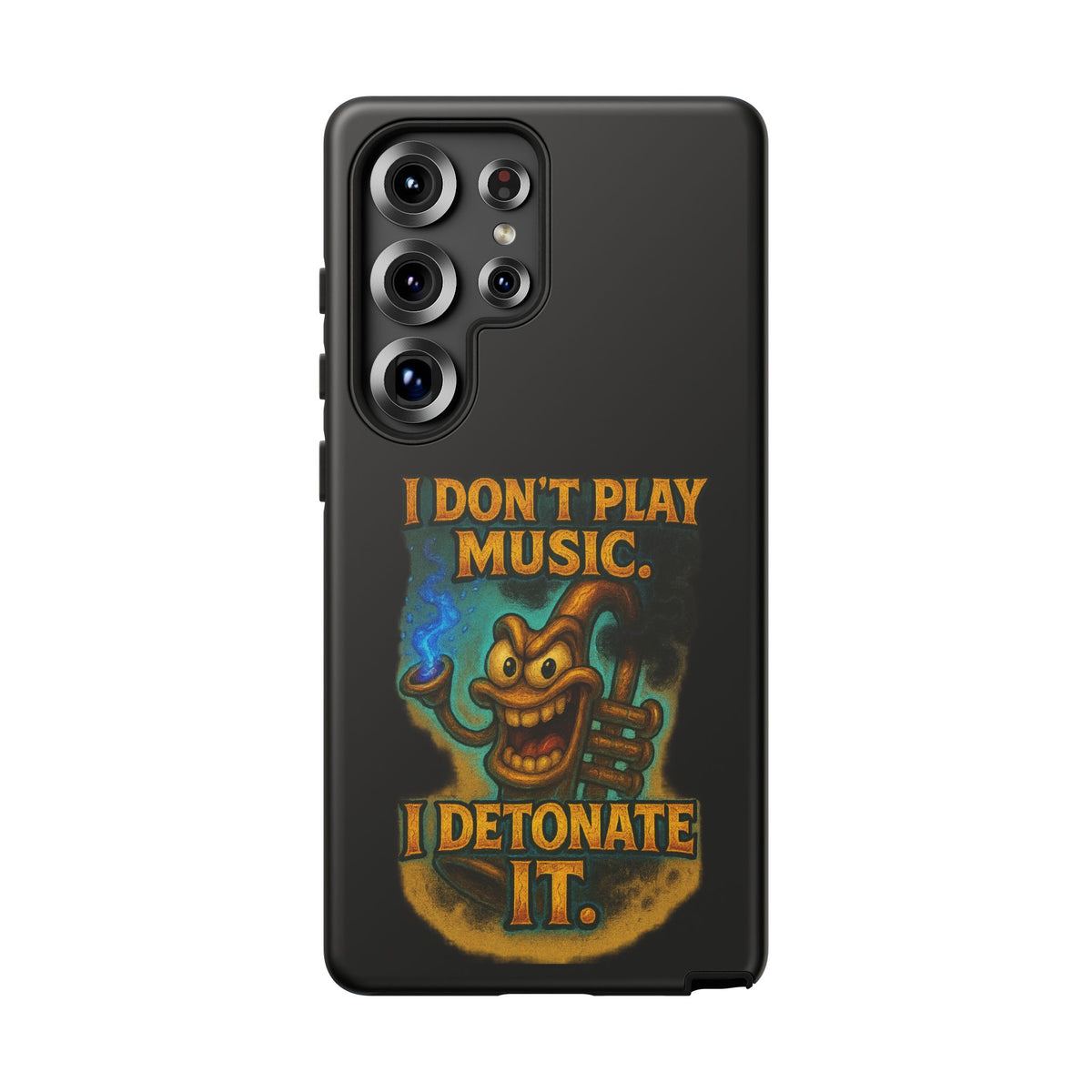 Phone Case — "I Don't Play Music. I Detonate It." Cartoon Bomb Graphic
