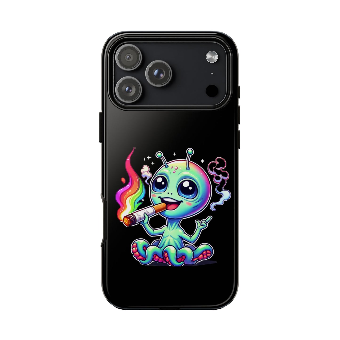 Alien Smoking Rainbow Joint Phone Case — Cute Psychedelic Cannabis iPhone Cover