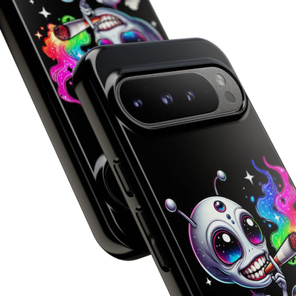 Alien Smoking Rainbow Galaxy Phone Case — Cute Cosmic Art Tough Case
