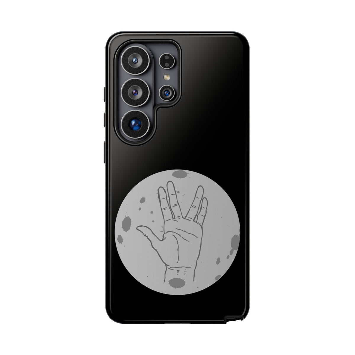 Spock Live Long Phone Case — Vulcan Salute Moon Graphic