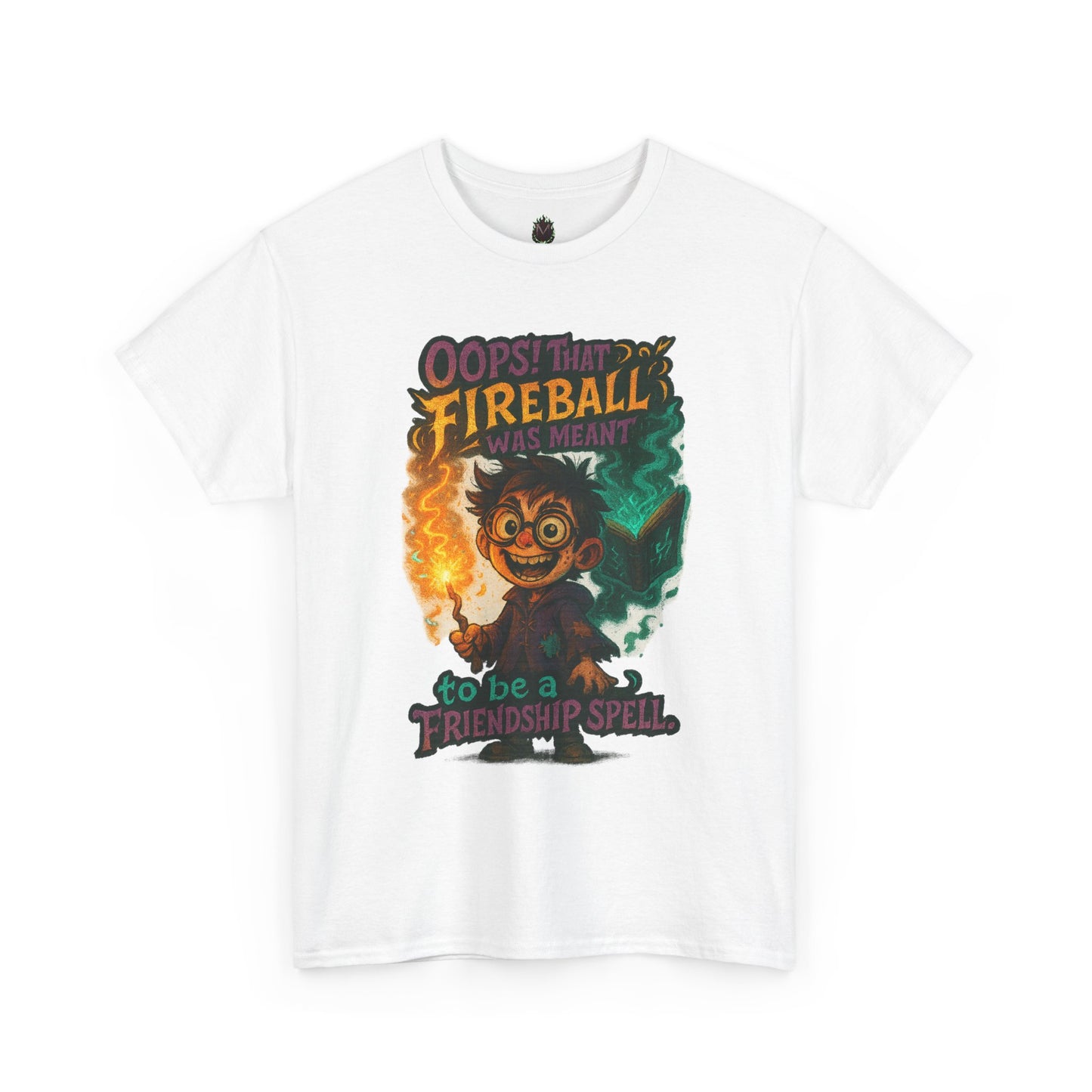 Fireball Wizard Character Tee | 'Friendship Spell' Magic Illustration