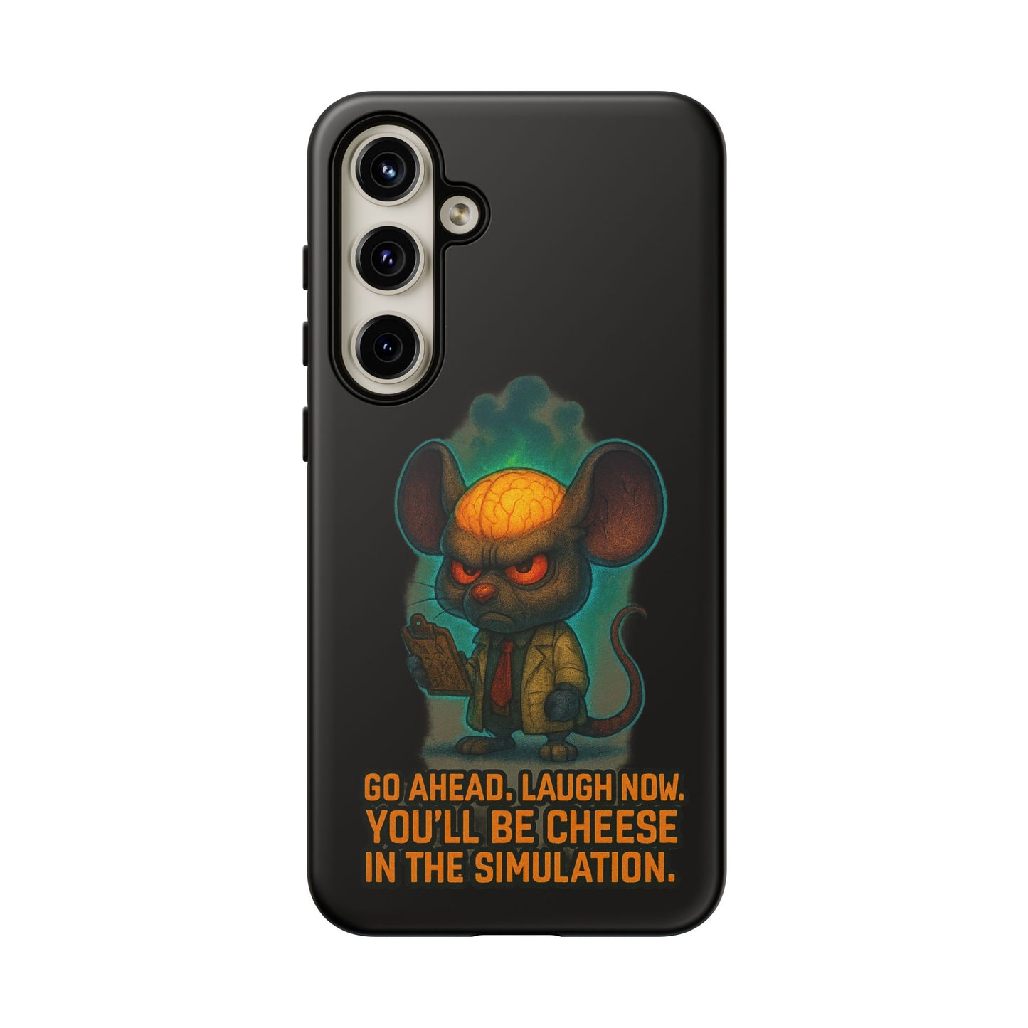Phone Case — 'You'll Be Cheese in the Simulation' Angry Detective Mouse Graphic