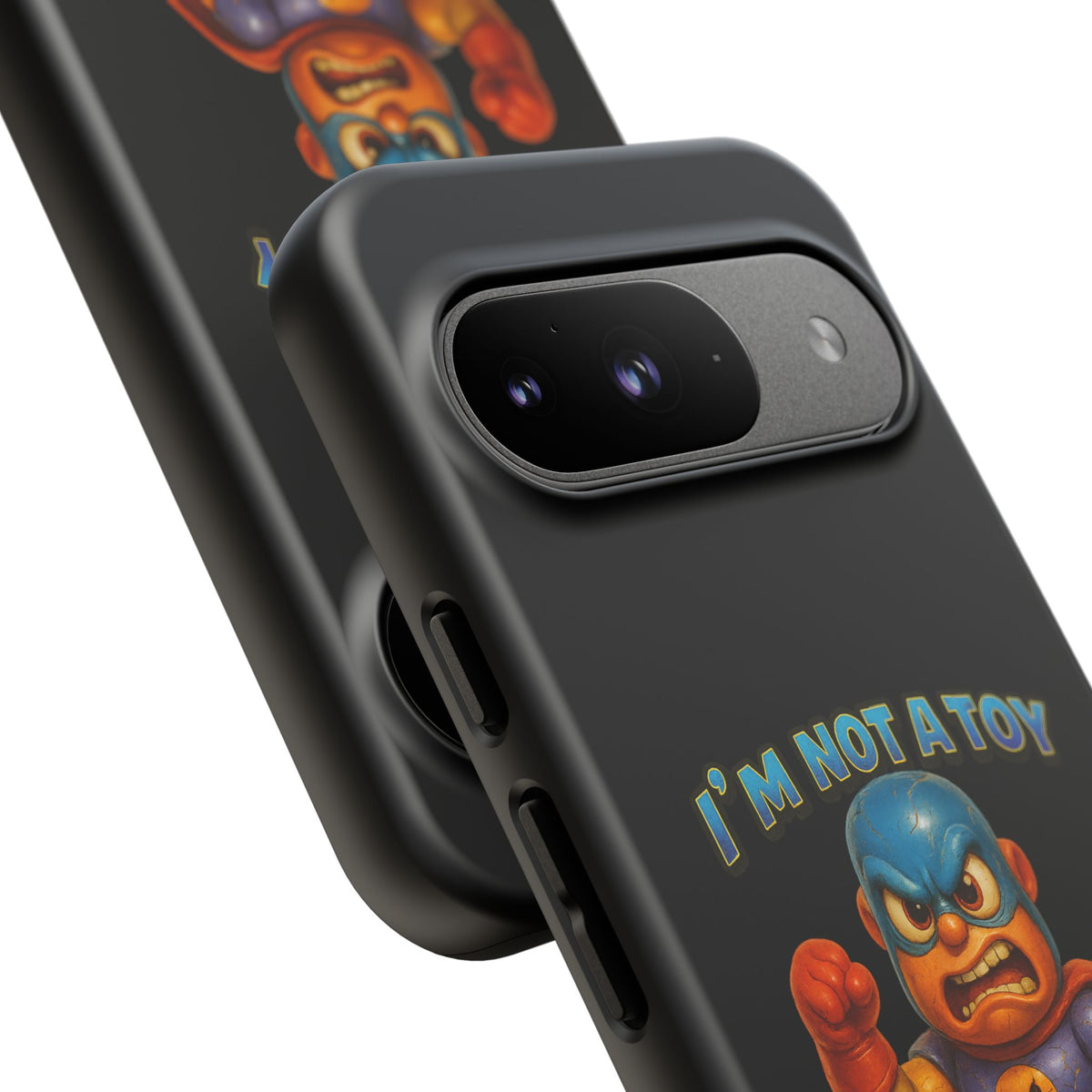 Phone Case — "I'm Not a Toy, I'm a Weaponized Tantrum" Cartoon Superhero Design