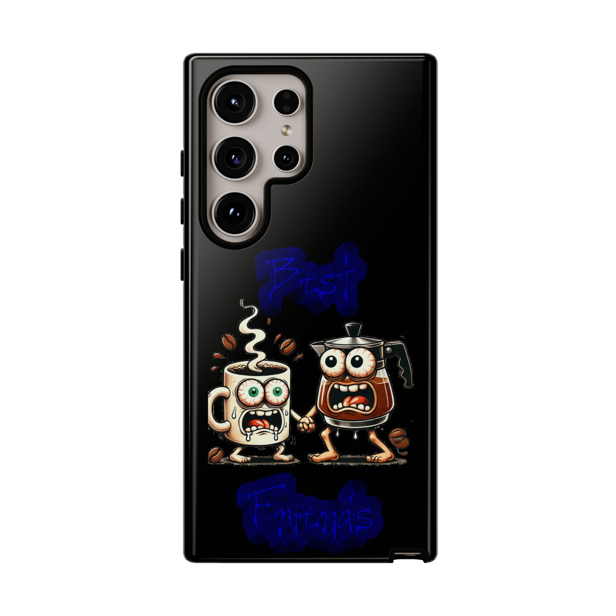 Coffee & Tea Fight Phone Case — Funny Kawaii Beverage Cartoon Tough Cases