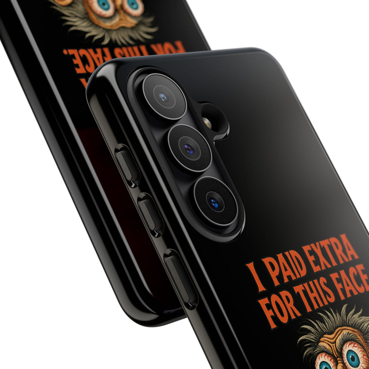 Funny ‘I Paid Extra For This Face’ Phone Case — Retro Horror Cartoon Design
