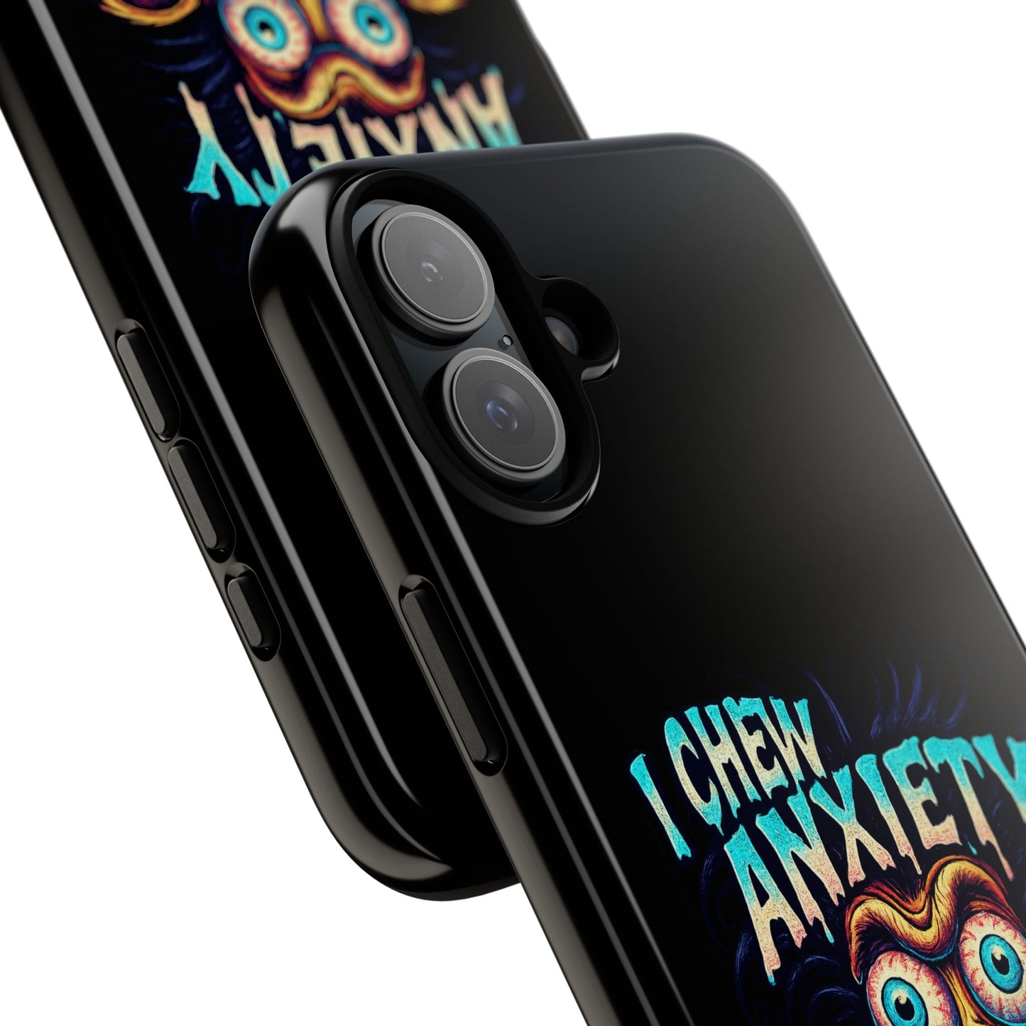 Phone Case — "I Chew Anxiety Like Bubblegum" Retro Monster Design