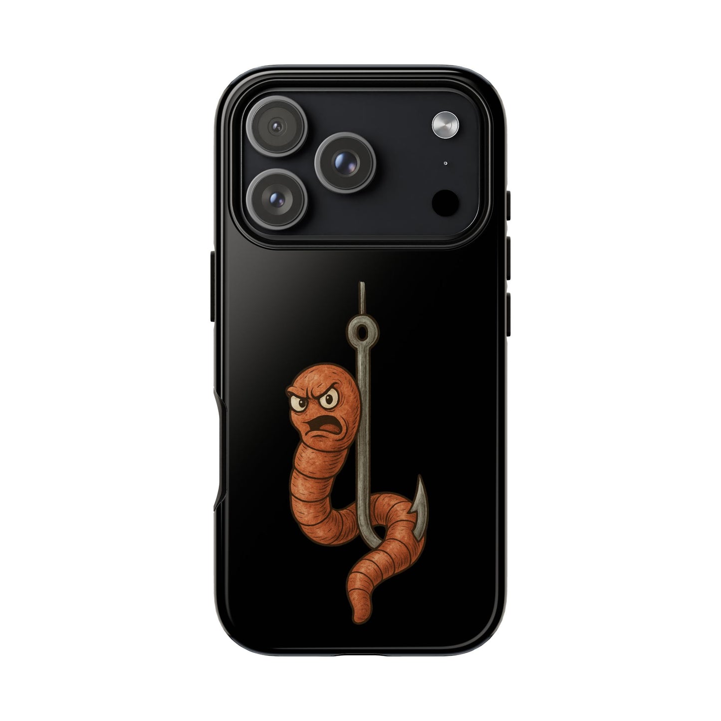 Angry Worm on Hook Phone Case – Funny Fishing Humor Protective Cover