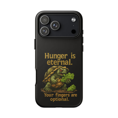 Phone Case — 'Hunger Is Eternal, Your Fingers Are Optional' Turtle Snack Graphic