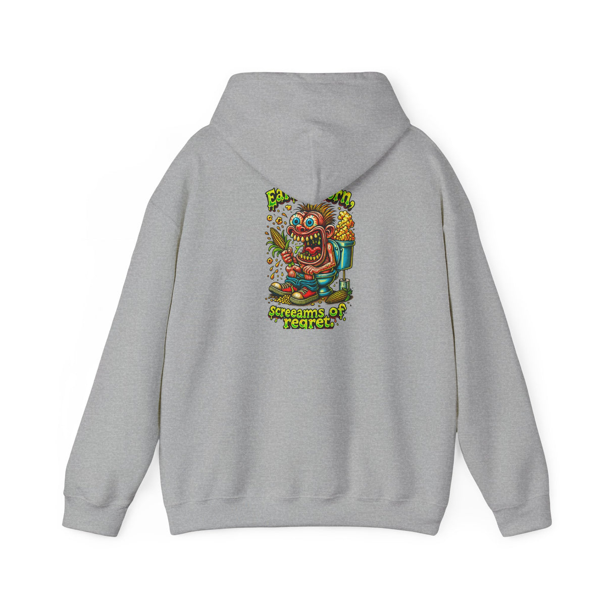 Hoodie — Colorful Retro Monster Graphic “Screams of Regret”