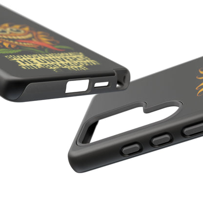 Phone Case - Smiling Sunflower Design with "Photosynthesizing the Universe One Breakdown at a Time"