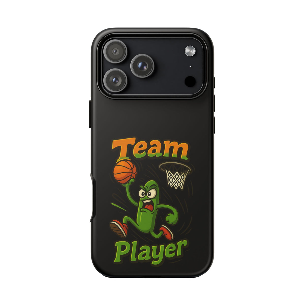 Team Player Basketball Phone Case — Cute Cartoon Pickle Dunk Phone Cover
