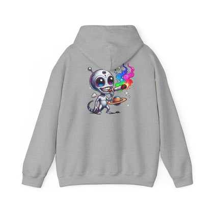 Alien Chef Hoodie — Cute Cartoon Alien Cooking with Rainbow Flame Hooded Sweatshirt