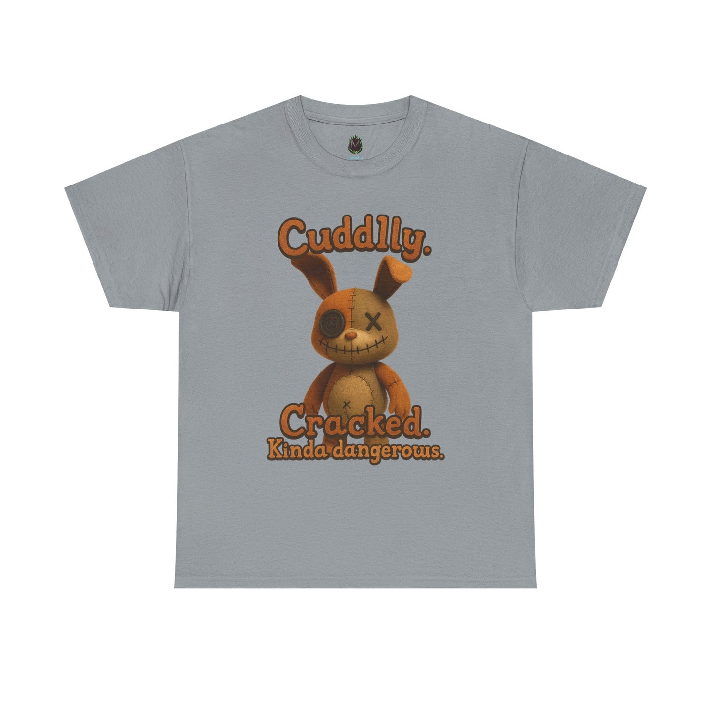 T‑Shirt — "Cuddly. Cracked. Kinda dangerous." Distressed Bunny Graphic Tee