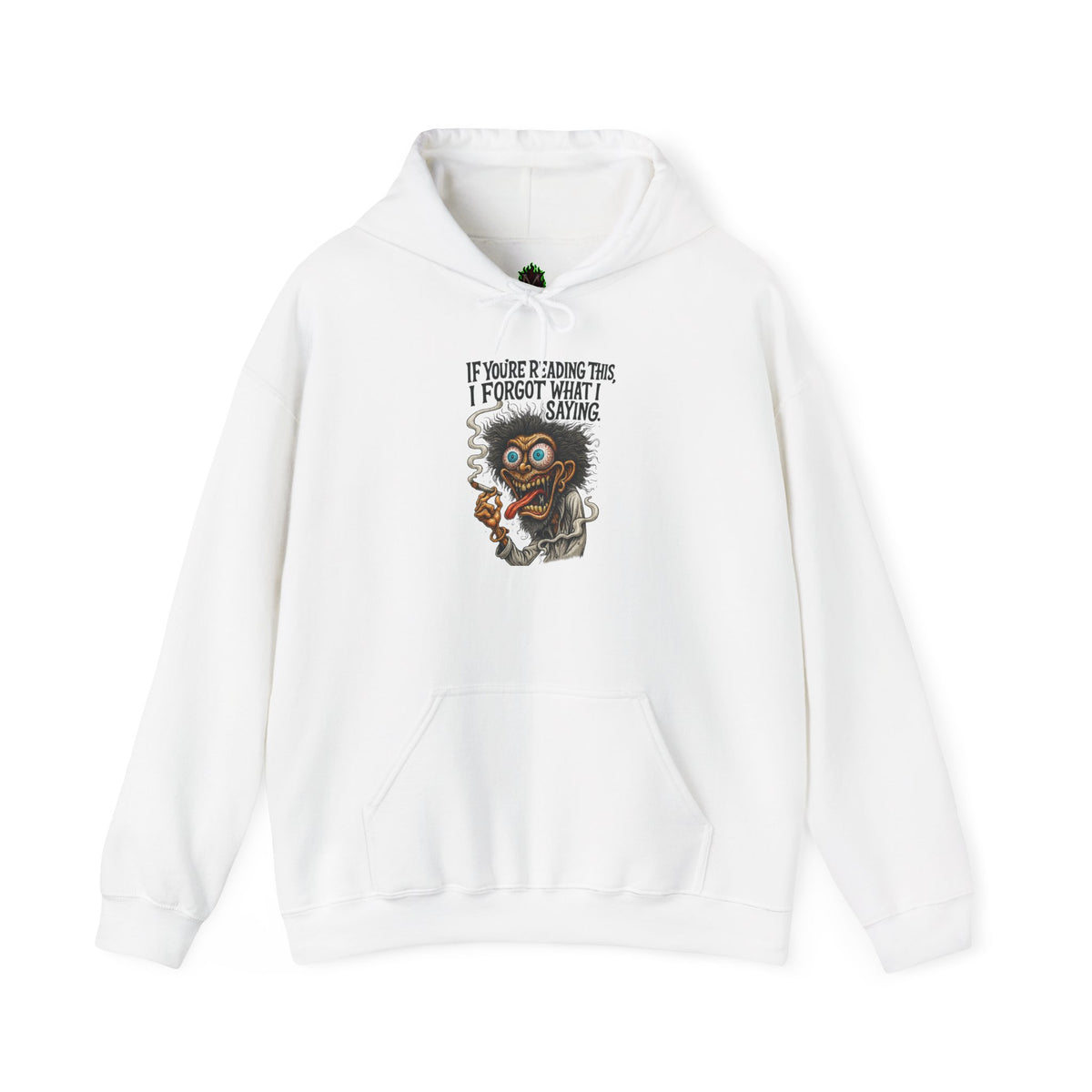 Hoodie - Funny Creepy Cat 'If You're Reading This I Forgot What I Was Saying' Graphic Hoodie