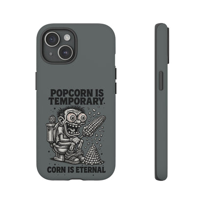 Phone Case — "Popcorn Is Temporary, Corn Is Eternal" Retro Zombie Corn Design