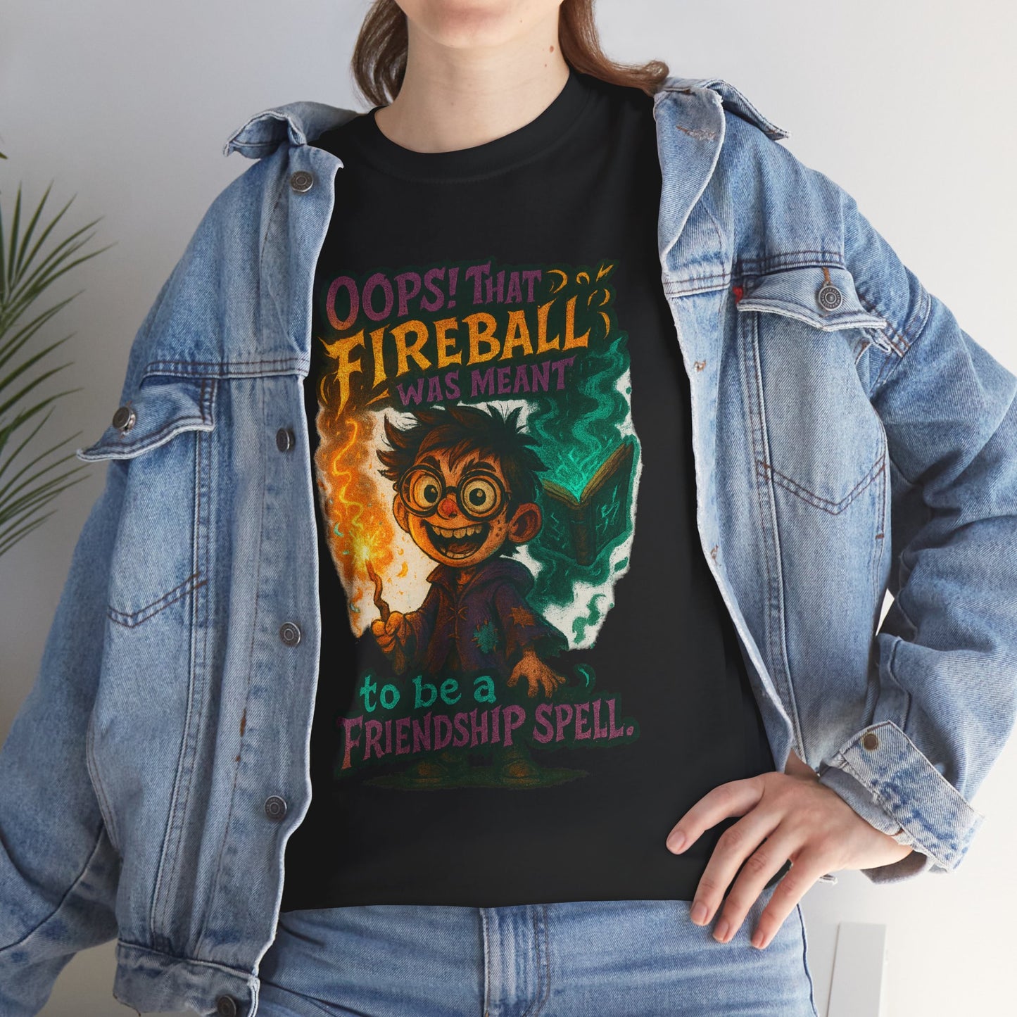Fireball Wizard Character Tee | 'Friendship Spell' Magic Illustration