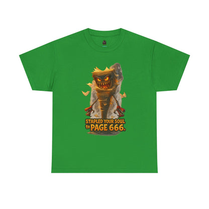 Stapled Your Soul to Page 666 T-Shirt | Demon Book Horror Tee