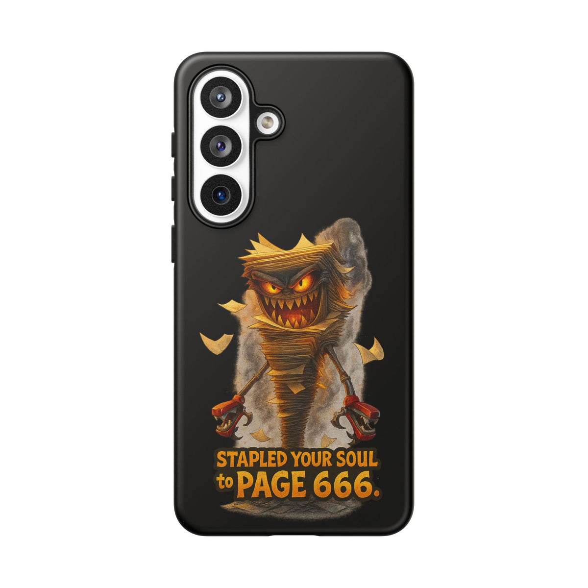 Phone Case — Halloween Mummy Creature “Stapled Your Soul to Page 666” Horror Design