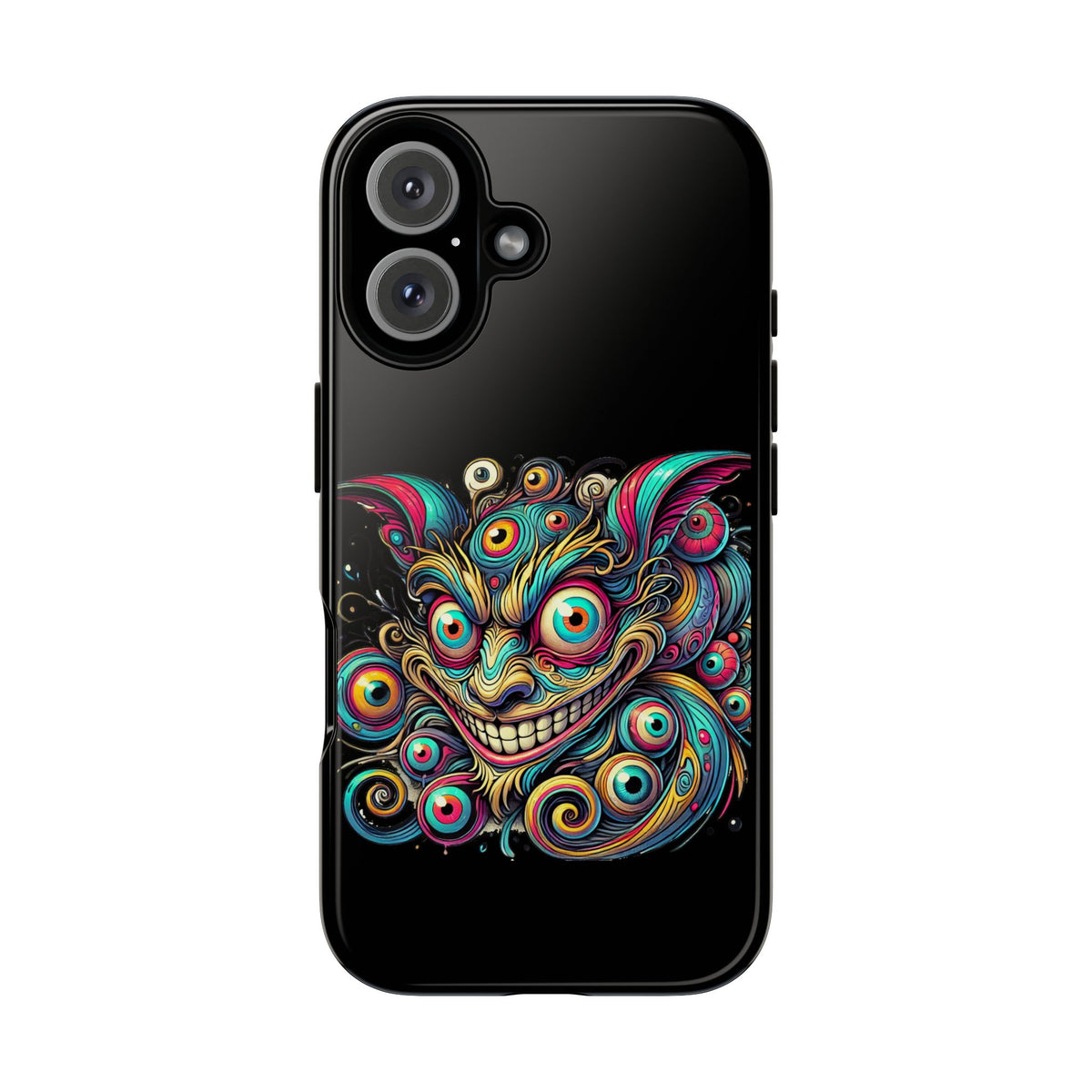 Psychedelic Mischief Phone Case — Colorful Grinning Monster Design