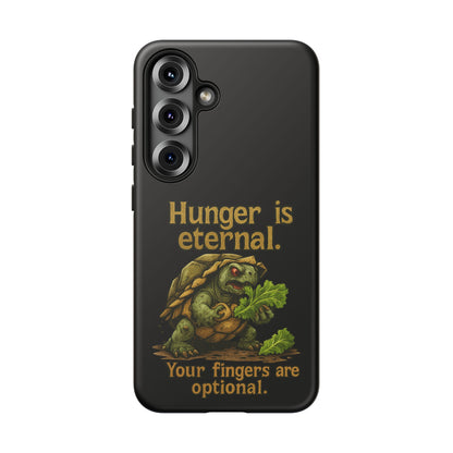 Phone Case — 'Hunger Is Eternal, Your Fingers Are Optional' Turtle Snack Graphic